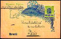 Inetiro Postal enviado de Ouro Preto/MG para a Revista Filatélica de Paris